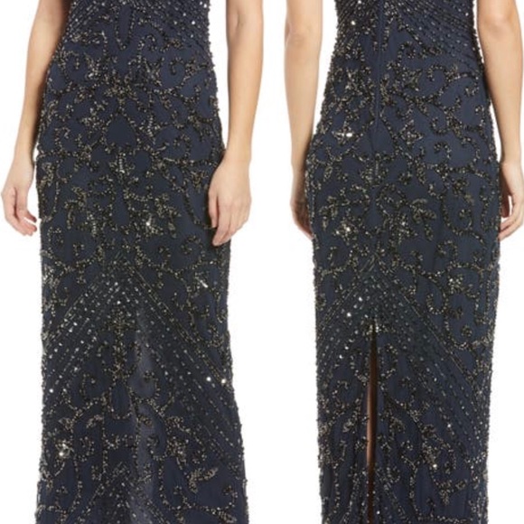 Pissarro Nights Beaded Mesh Gown - Picture 4 of 6